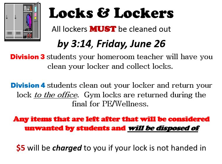 Lock Return and Locker Cleanout