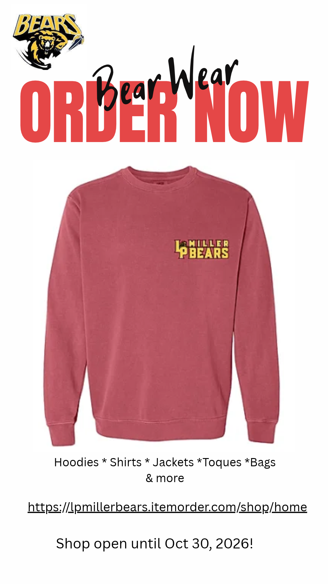 To order spirit wear, please use the link below! 